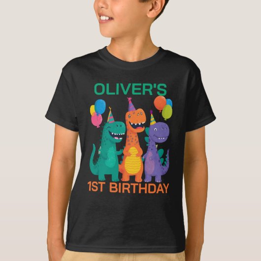 Eerste verjaardag Little Dino T-shirt (Voorkant)