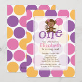 Eerste verjaardag Little Monkey Birthday Uitnodigi Kaart (Voorkant / Achterkant)