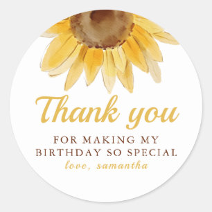 Eerste verjaardag Little Sunshine Sunflower Dank j Ronde Sticker