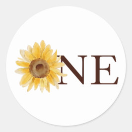 Eerste verjaardag Little Sunshine Sunflower Een gu Ronde Sticker