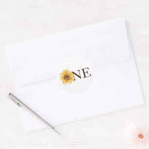 Eerste verjaardag Little Sunshine Sunflower Een gu Ronde Sticker