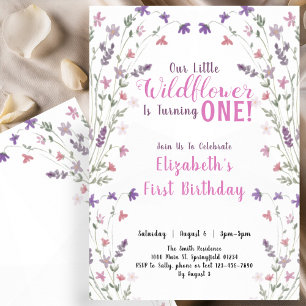 Eerste Verjaardag Little Wildflower Floral Girl Kaart
