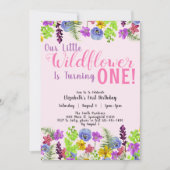 Eerste verjaardag Little Wildflower Pink Floral Gi Kaart (Voorkant)