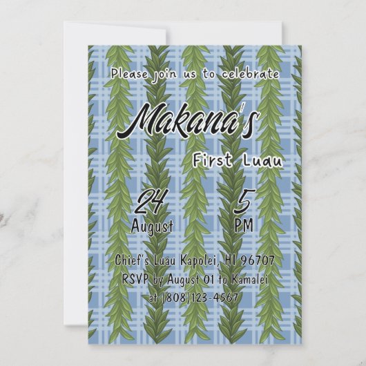 Eerste verjaardag Luau uitnodiging template (Voorkant)
