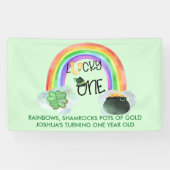 Eerste verjaardag Lucky One Rainbow Shamrock Poem Spandoek (Horizontaal)