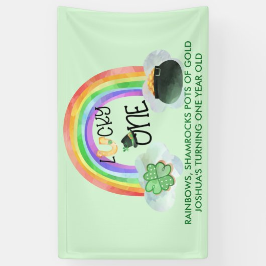 Eerste verjaardag Lucky One Rainbow Shamrock Poem Spandoek (Verticaal)