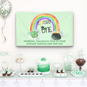 Eerste verjaardag Lucky One Regenboog Klaver Gedic Spandoek