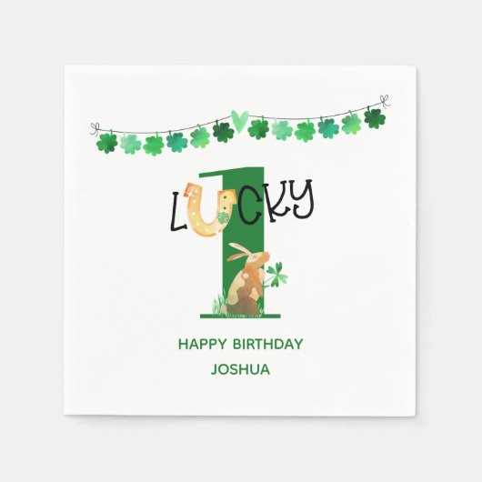 Eerste verjaardag Lucky One Shamrock Bunting & Rab Servet (Voorkant)