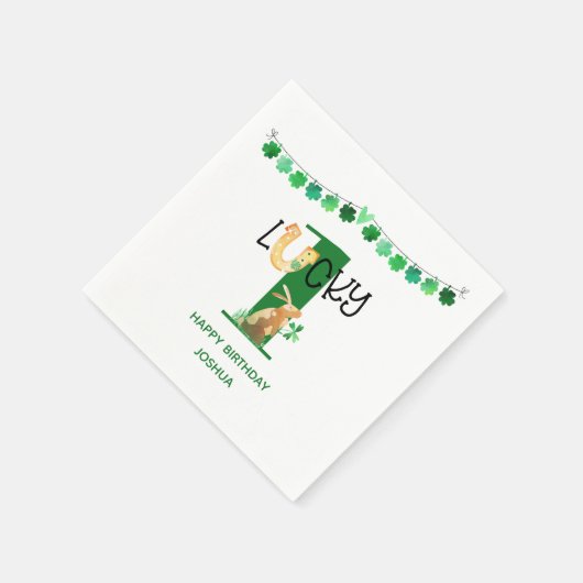 Eerste verjaardag Lucky One Shamrock Bunting & Rab Servet (Hoek)