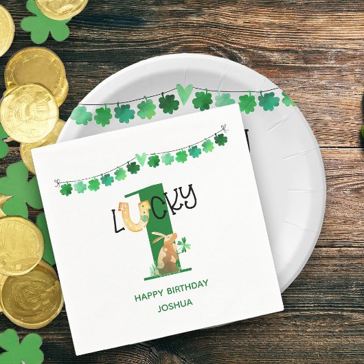 Eerste verjaardag Lucky One Shamrock Bunting & Rab Servet
