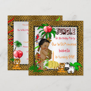 Eerste verjaardag Luipaard Jungle Safari Wild Etni Kaart