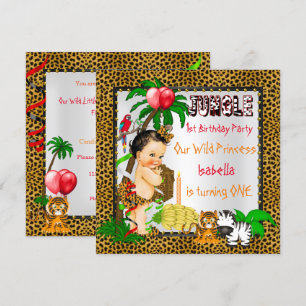 Eerste verjaardag Luipaard Jungle Safari Wilde Bru Kaart