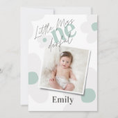 Eerste verjaardag madeliefje foto turquoise vintag kaart (Voorkant)