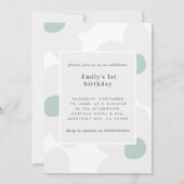 Eerste verjaardag madeliefje foto turquoise vintag kaart (Achterkant)