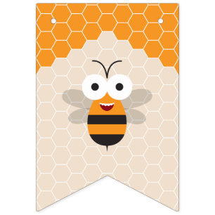 Eerste verjaardag meisje 1e Bij-dag Schattige honi Vlaggetjes
