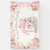 Eerste verjaardag meisje Cute Pink Elephant Spandoek (Verticaal)