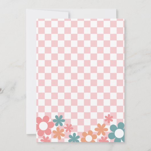 Eerste Verjaardag Meisje Daisy Groovy One Uitnodig Kaart (Achterkant)