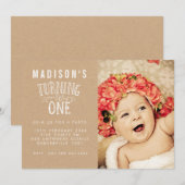 Eerste verjaardag meisje gepersonaliseerd nummer f kaart (Voorkant / Achterkant)