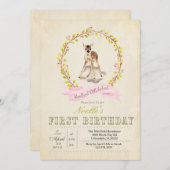 Eerste verjaardag meisje herten uitnodiging (Voorkant / Achterkant)