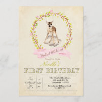 Eerste verjaardag meisje herten uitnodiging