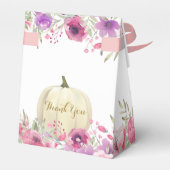 Eerste verjaardag meisje Kleine Pompoen Roze Bloem Bedankdoosjes (Achterkant)