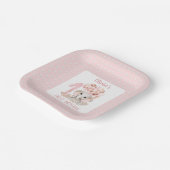 Eerste verjaardag meisje olifant roze papieren bordje (Gebogen)