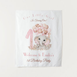 Eerste verjaardag meisje olifant welkom bord tapes wandkleed