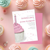 Eerste Verjaardag Meisje Party Roze Cupcake Custom Kaart