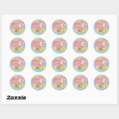 Eerste verjaardag meisje Roze & Geel scrapbooking Ronde Sticker (Vel)