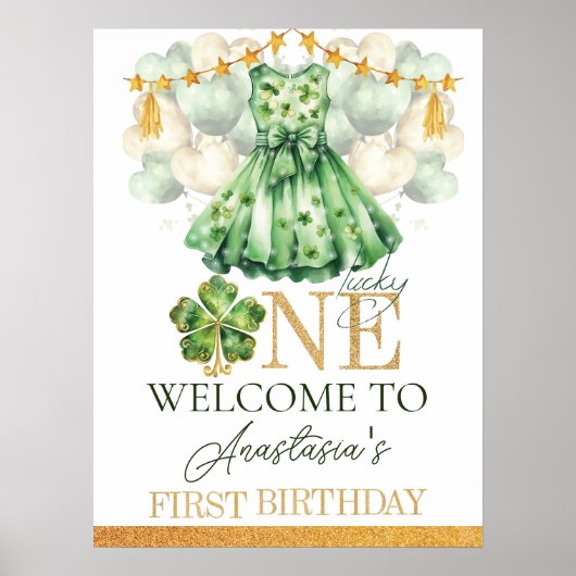 Eerste verjaardag meisje St. Patrick's Day geperso Poster (Voorkant)