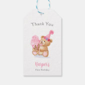 Eerste Verjaardag Meisje Teddy Bear Ice Cream Cadeaulabel (Achterkant)
