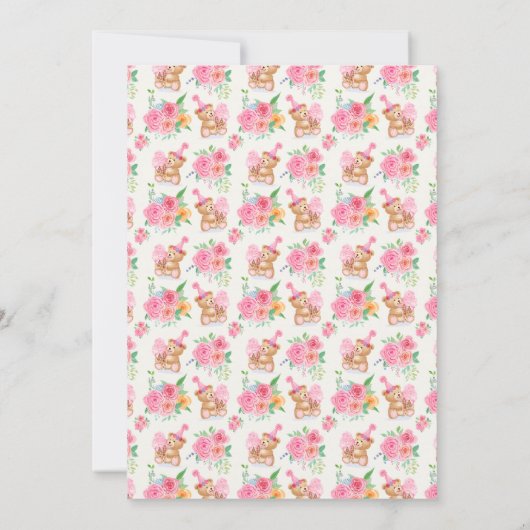 Eerste Verjaardag Meisjes Teddy Bear Ice Cream Kaart (Achterkant)