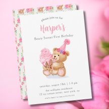 Eerste verjaardag Meisjes Teddybeer Ijs