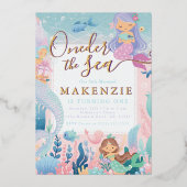 Eerste verjaardag Mermaid Folie Uitnodiging (Voorkant)