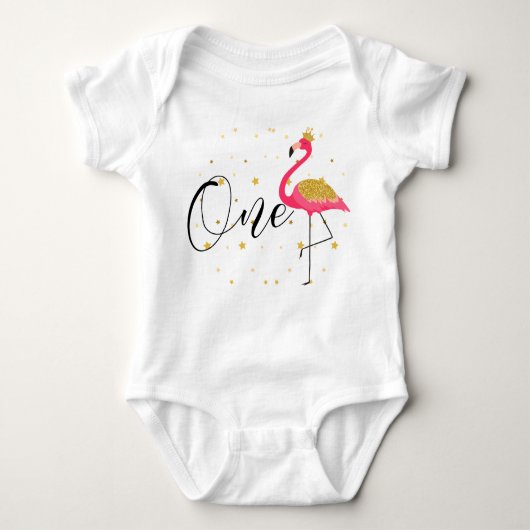 Eerste verjaardag met Flamingo Baby Girl Romper (Voorkant)