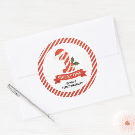 Eerste verjaardag met Kerst Sweet One Ronde Sticker