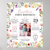 Eerste verjaardag mijlpaal bord Wildflower Poster (Voorkant)
