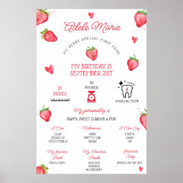 Eerste verjaardag mijlpaal van aardbei poster