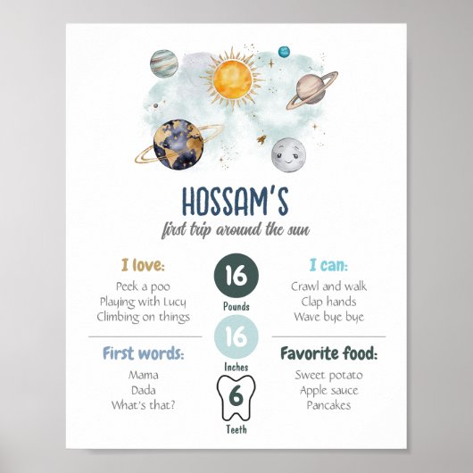 Eerste Verjaardag Mijlpalen Buiten de Ruimte Galax Poster (Voorkant)