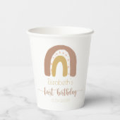 Eerste verjaardag Modern Pink Gold Rainbow Papieren Bekers (Achterkant)