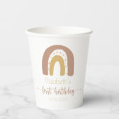 Eerste verjaardag Modern Pink Gold Rainbow Papieren Bekers (Voorkant)