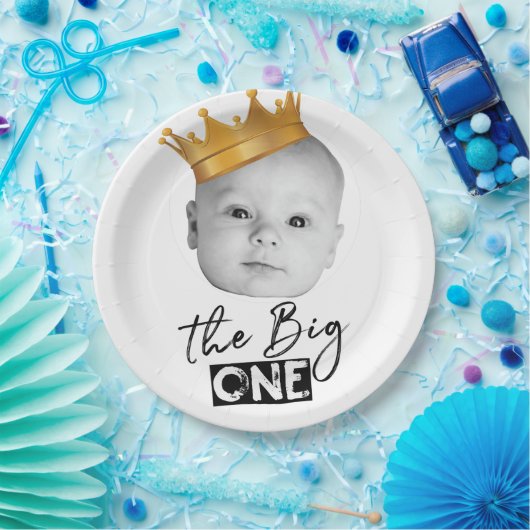 Eerste Verjaardag Moderne Foto Papieren Bordje (Feest)