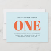 Eerste Verjaardag Moderne Pastel Blauw en Rood Kaart (Voorkant)