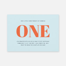 Eerste Verjaardag Moderne Pastel Blauw en Rood Kaart