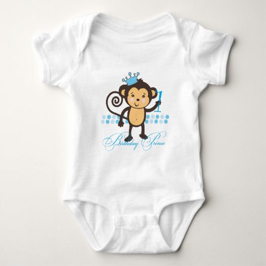 Eerste verjaardag Monkey Prince Shirt (Voorkant)