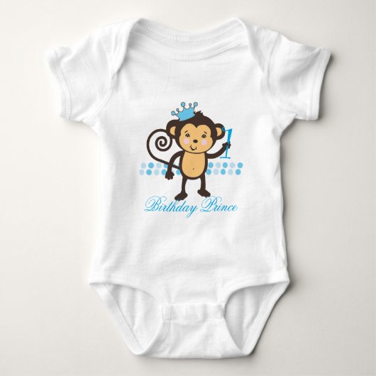 eerste verjaardag Monkey Prince Shirt (Voorkant)