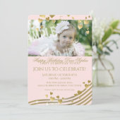 Eerste verjaardag muziek en harten kaart (Staand voorkant)