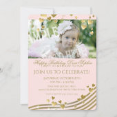 Eerste verjaardag muziek en harten kaart (Voorkant)