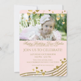 Eerste verjaardag muziek en harten kaart