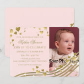 Eerste verjaardag muziek en harten kaart (Voorkant / Achterkant)